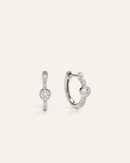 14K Gold Lab Grown Diamond Bezel Pave Tiny Huggies - One Size / Yellow Gold