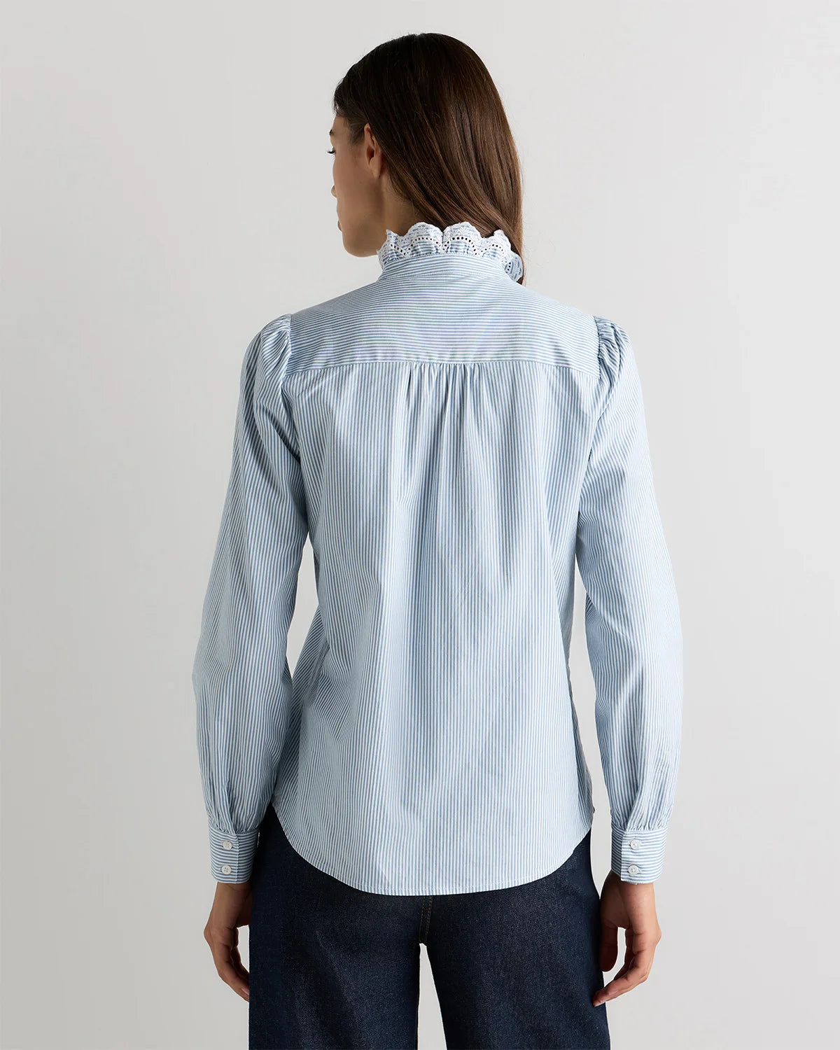 100% Organic Cotton Lace Ruffle Blouse - XS / Classic White