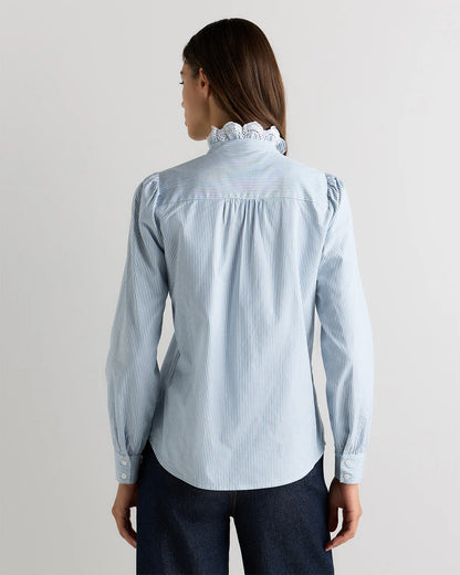 100% Organic Cotton Lace Ruffle Blouse - XS / Classic White