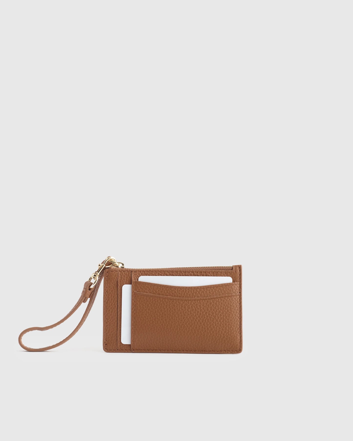 Italian Leather Card Case Wristlet - One Size / Black