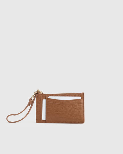 Italian Leather Card Case Wristlet - One Size / Black