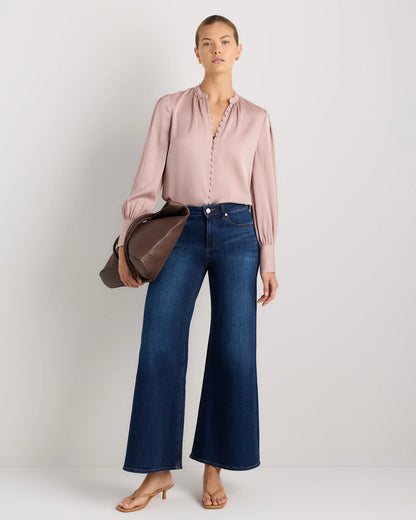 Washable Stretch Silk Peasant Blouse - XS / Ivory