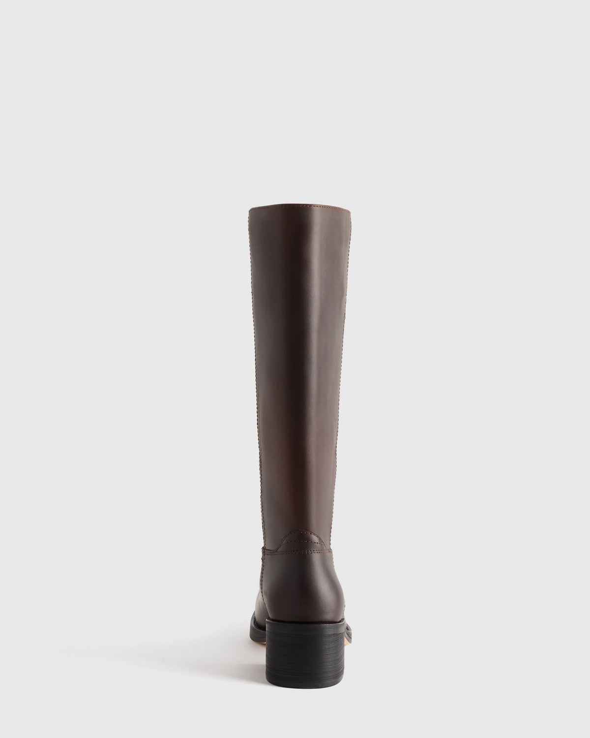 Italian Leather Block Heel Boot - 5 / Chestnut