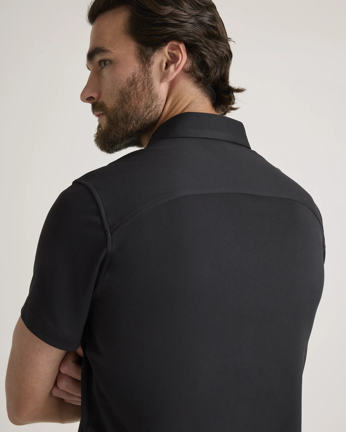 Commuter Stretch Pique Short Sleeve Button Down - S / Black