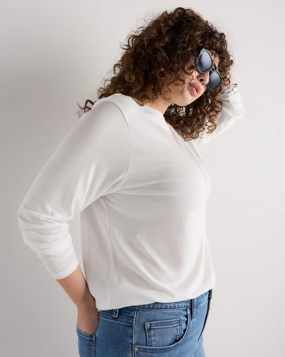 Cotton Modal Long Sleeve Tee - 1X / Black