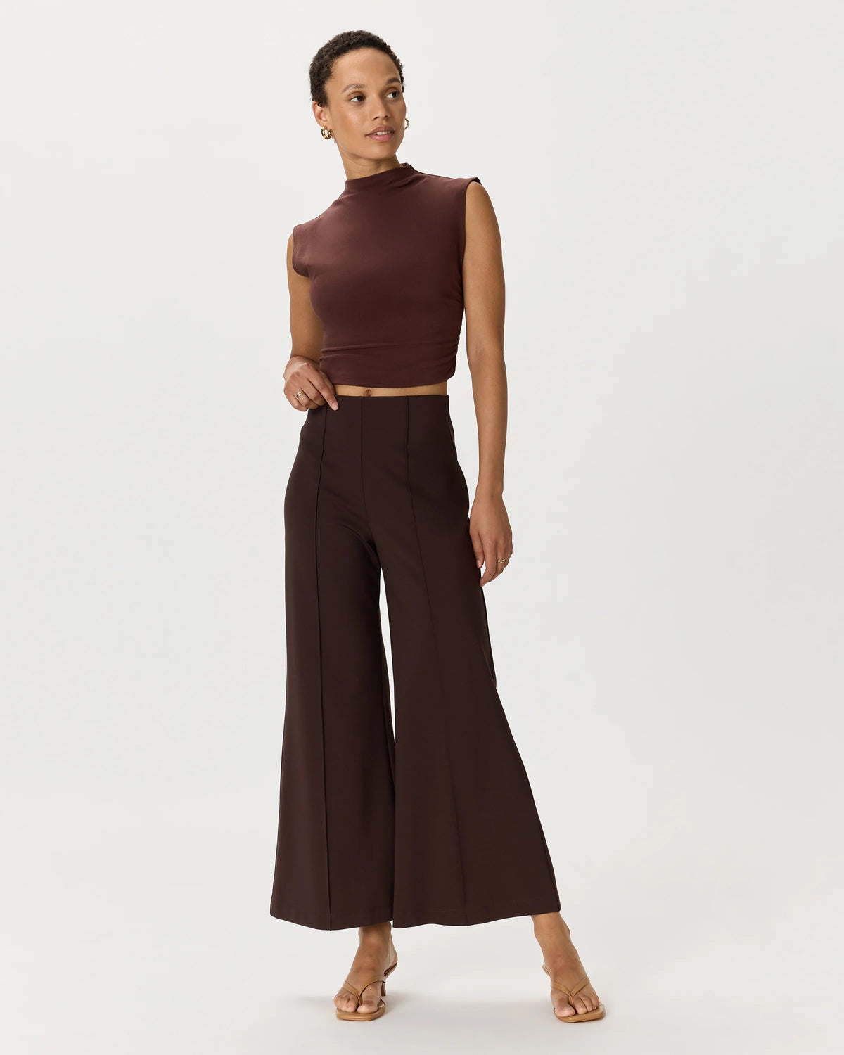 Ultra-Stretch Ponte Super Wide Leg Ankle Pants - XS / Olive