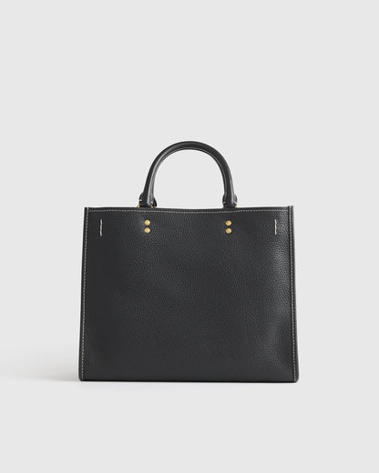 Italian Leather Medium Convertible Satchel - One Size / Black