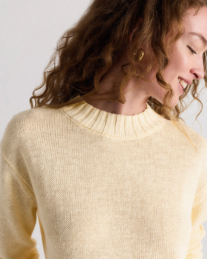 Cotton Linen Relaxed Crew Sweater - XS / Canyon Burnt Orange