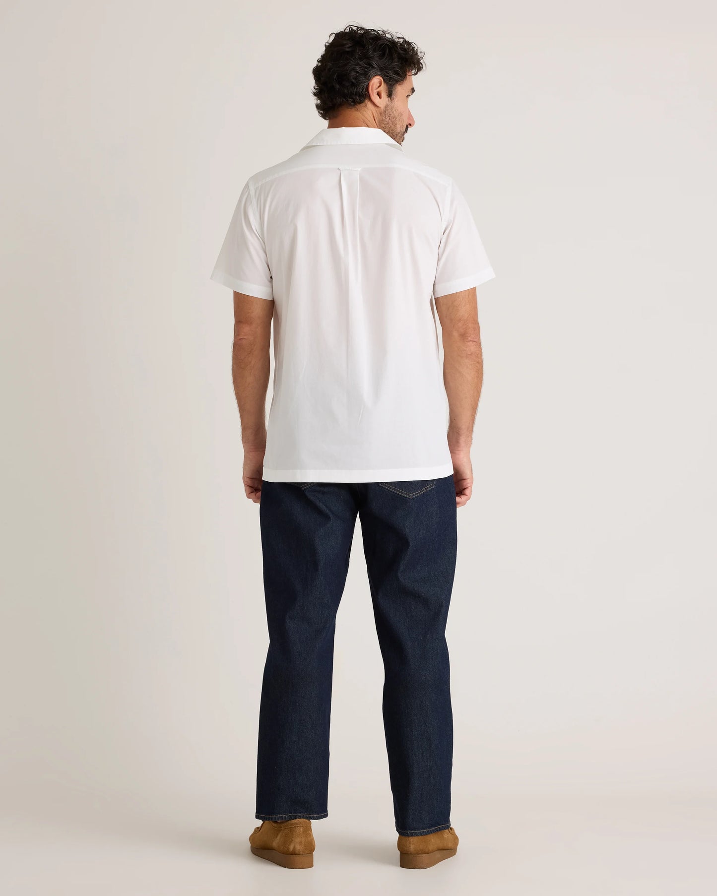Organic Cotton Stretch Poplin Camp Shirt - S / White