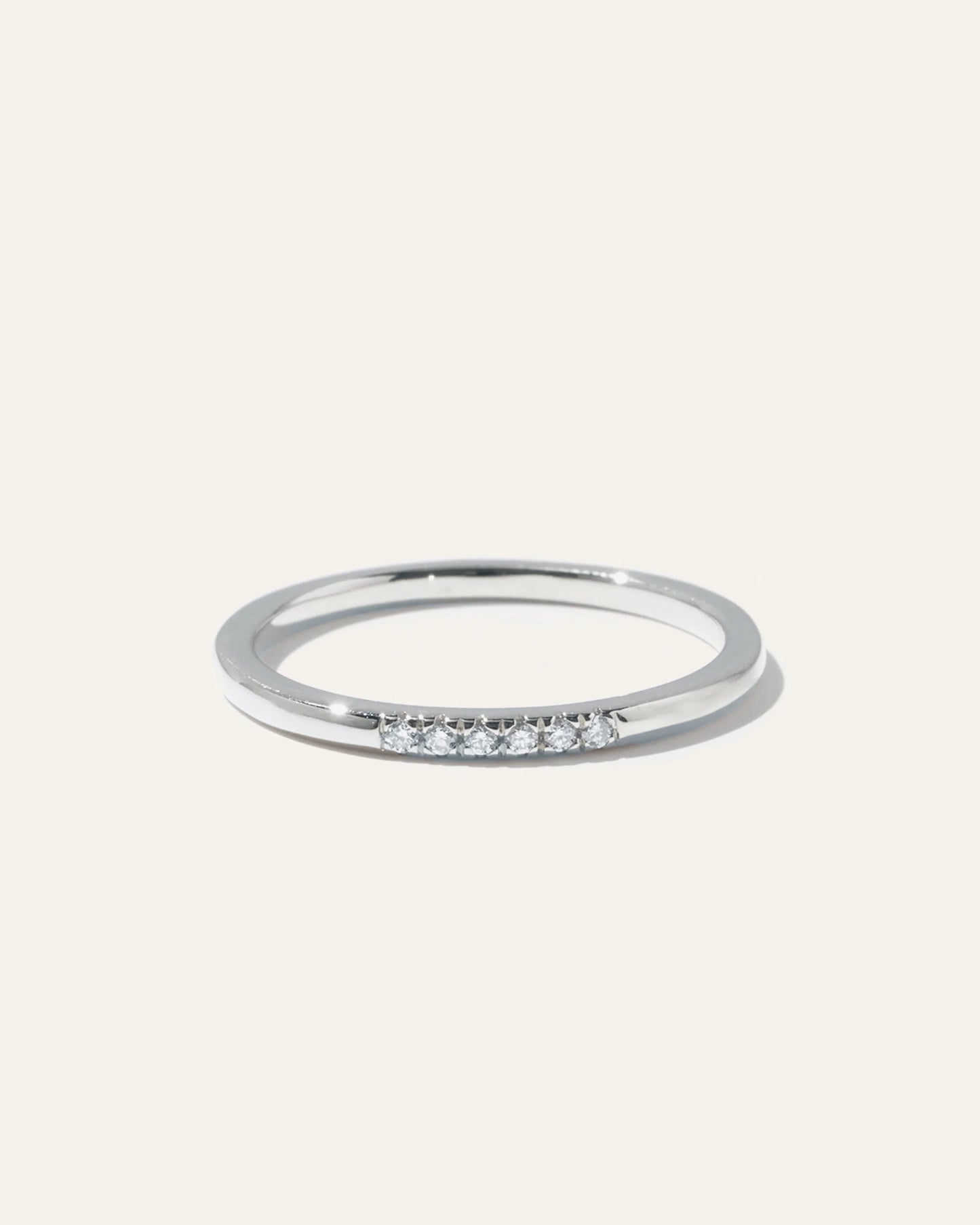 14K Gold Diamond Line Ring - 4 / White Gold