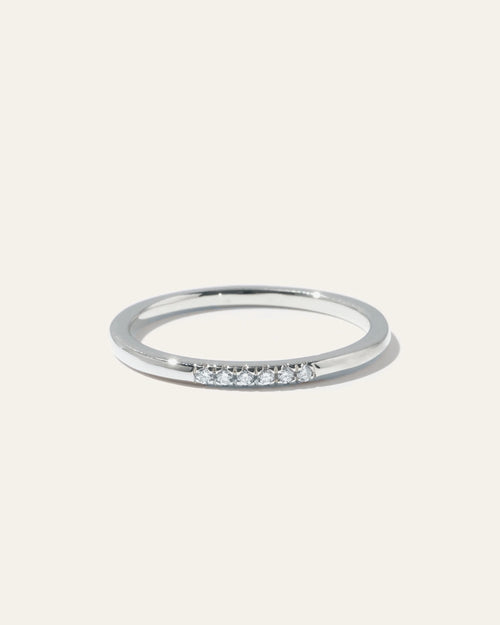 14K Gold Diamond Line Ring - 4 / White Gold