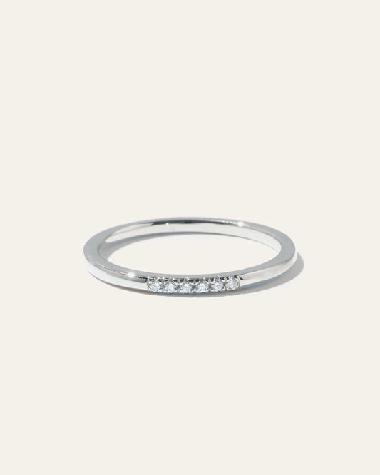 14K Gold Diamond Line Ring - 4 / White Gold