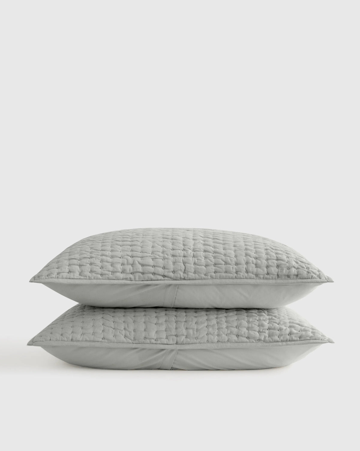 European Linen Cotton Stitch Sham Set - Standard / Stone