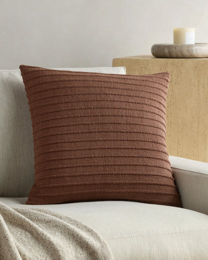 Ribbed Wool Cotton Pillow Cover - 20x20 / Red Clay