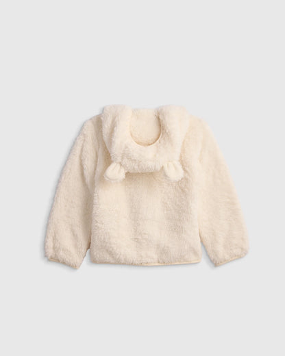 Recycled Sherpa Fleece Bear Hood Jacket - 2T / Ivory