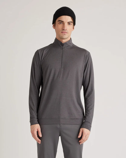 Performance Jersey Golf Quarter Zip - S / Black/Light Grey Stripe