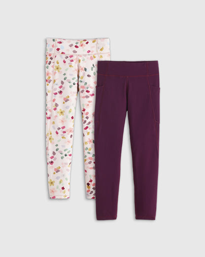 Girls Ultra-Form Active Pocket Leggings 2-Pack - 10 / Multi Rainbow/Black