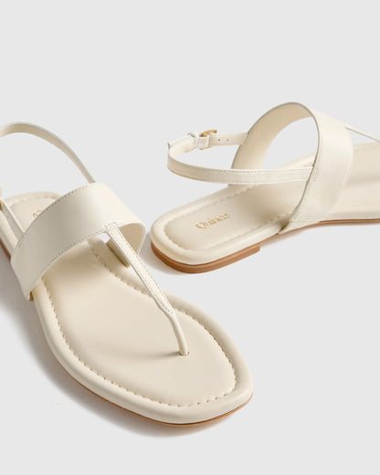 Italian Leather T-Strap Sandal - 5 / Black