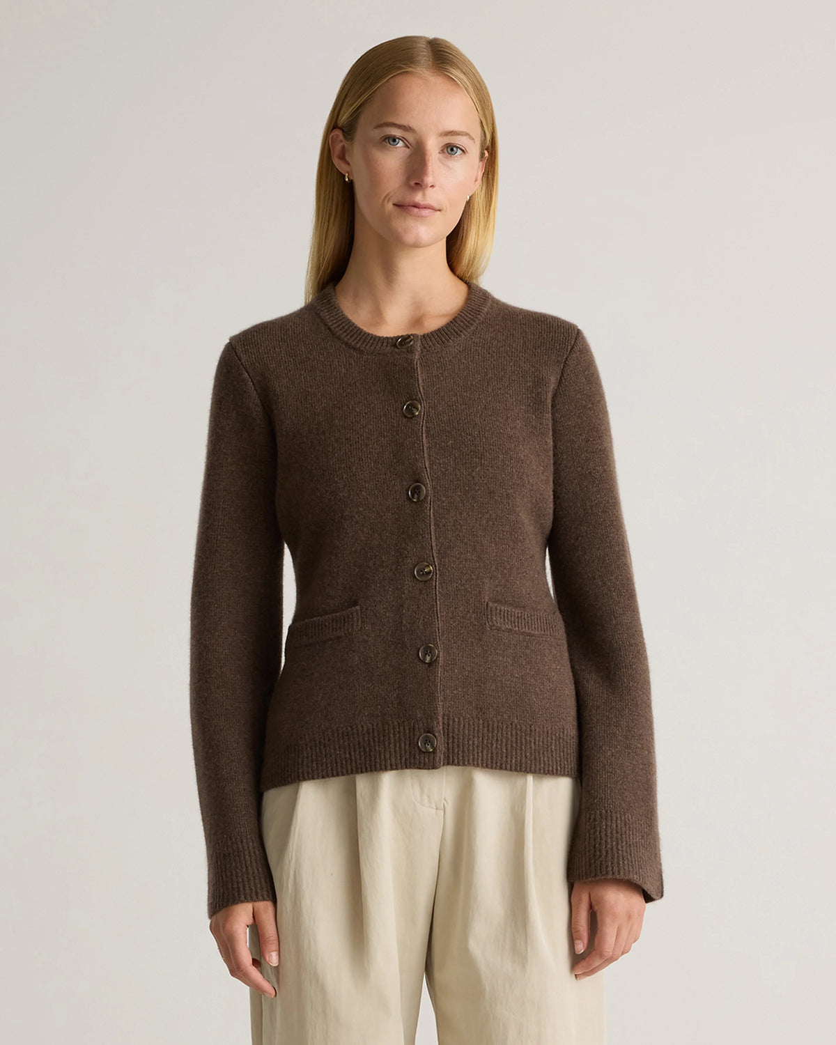 Mongolian Cashmere Structured Cardigan - XS / Oatmeal