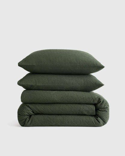 Organic Luxe Honeycomb Duvet Cover Set - Twin / Mineral
