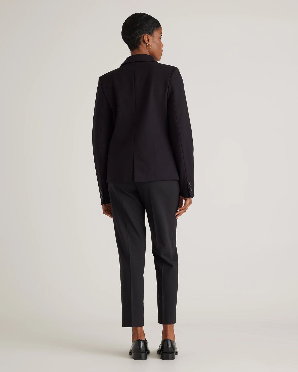 Ultra-Stretch Ponte Double-Breasted Blazer - XS / Charcoal