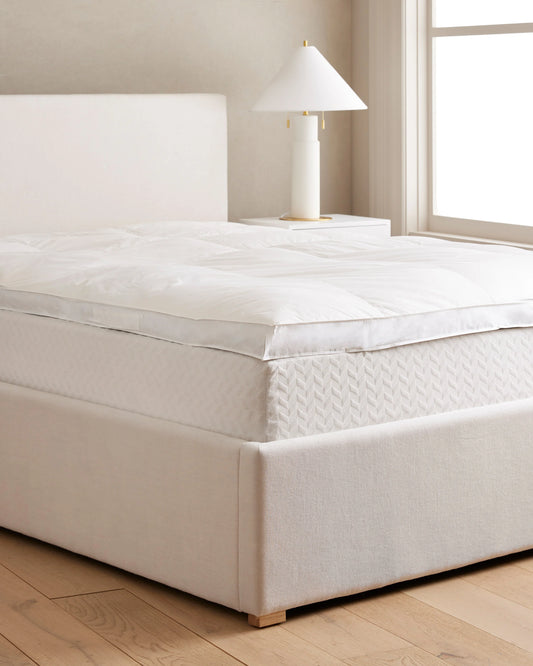 Luxe Downtop Featherbed Mattress Topper - Queen / White