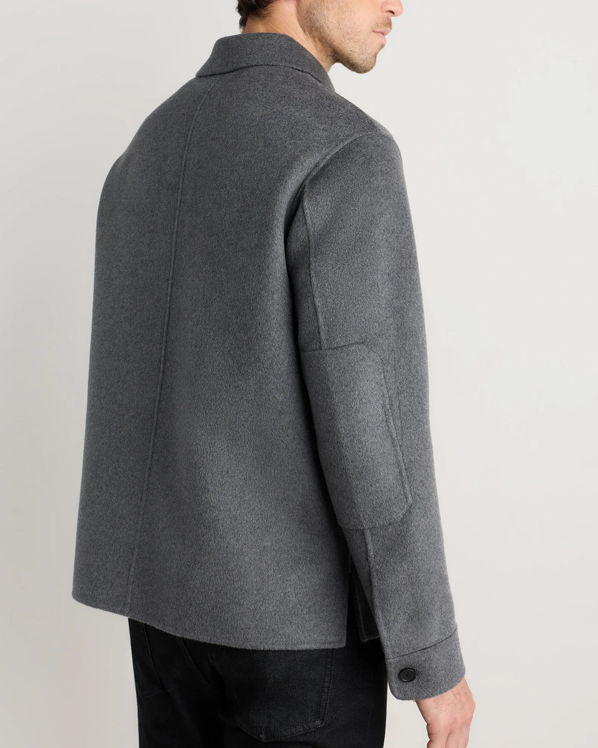 100% Mongolian Cashmere Double-Faced Shirt Jacket - S / Black