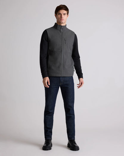 Softshell Fleece-Lined Full-Zip Vest - S / Heather Deep Navy