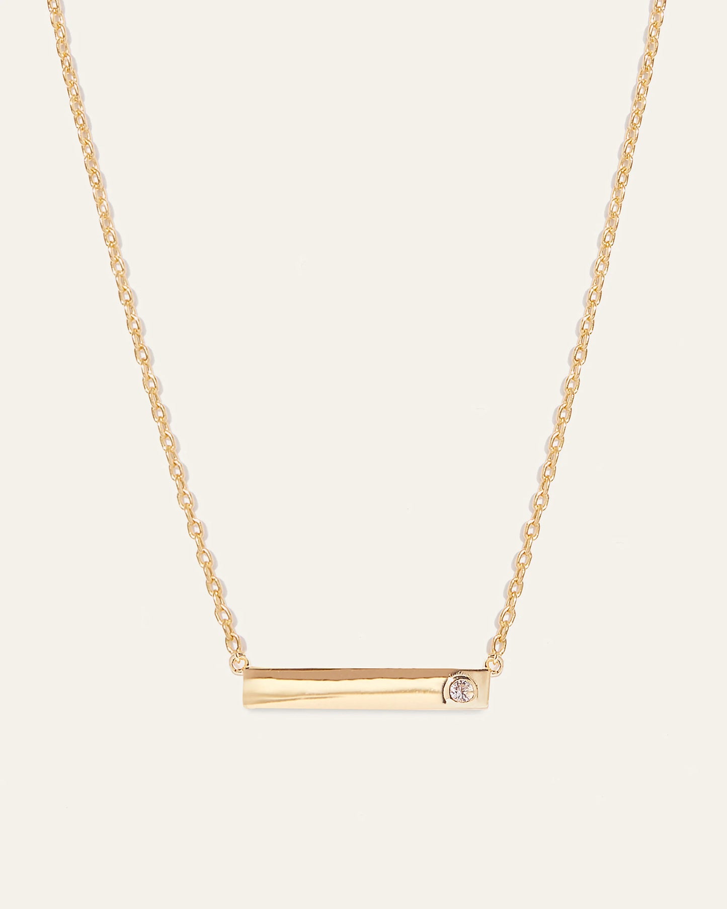 White Sapphire Bar Necklace - One Size / Gold Vermeil