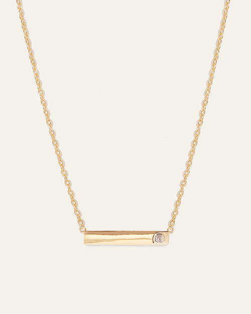 White Sapphire Bar Necklace - One Size / Gold Vermeil
