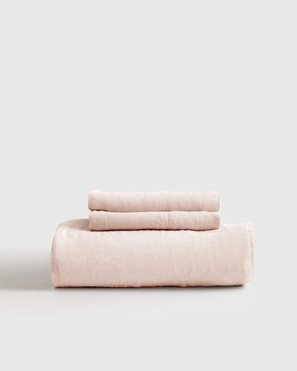 European Linen Fitted Sheet Set - Twin / Peach