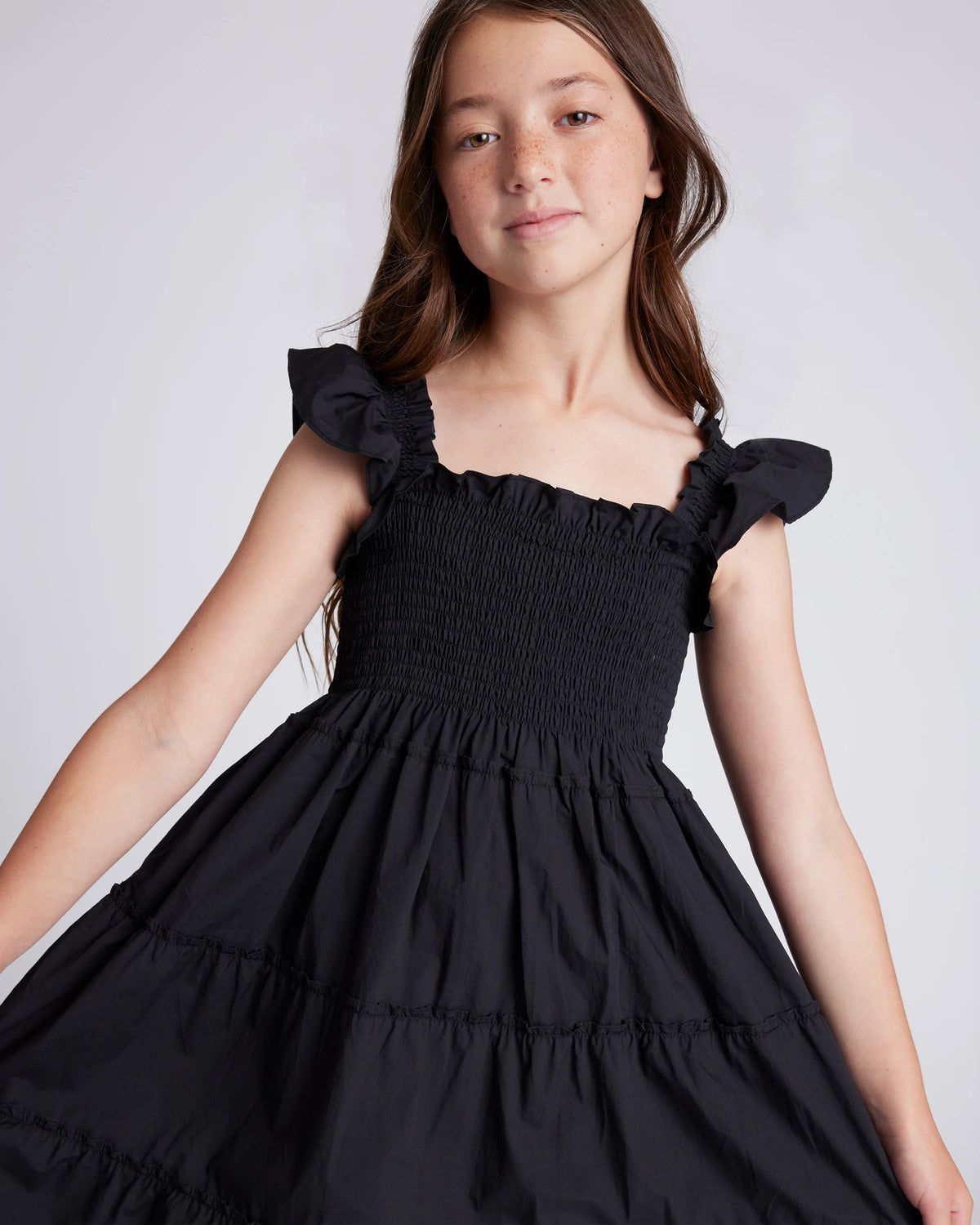 100% Organic Cotton Poplin Smocked Dress - 6 / Apricot Ditsy Floral