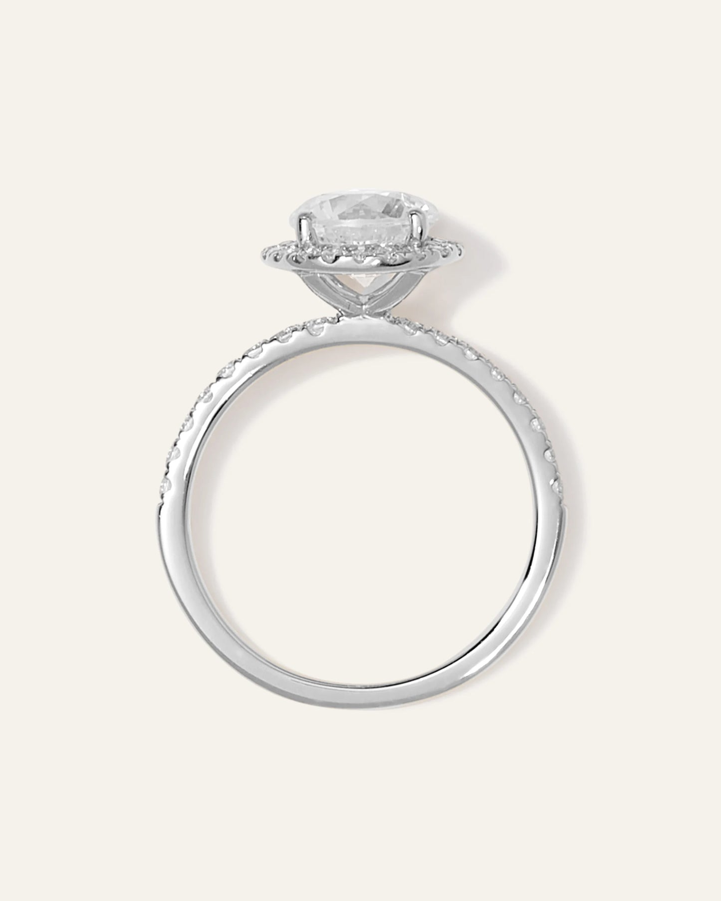 Lab Grown Diamond Round Halo Pave Engagement Ring - 1.50ct - 4 / Yellow Gold
