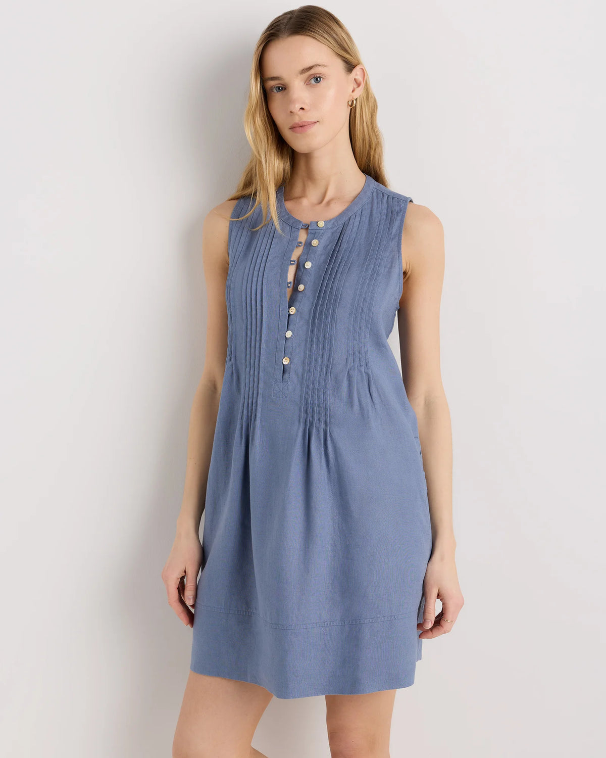 100% European Linen Sleeveless Swing Dress - XS / Classic Mini Gingham