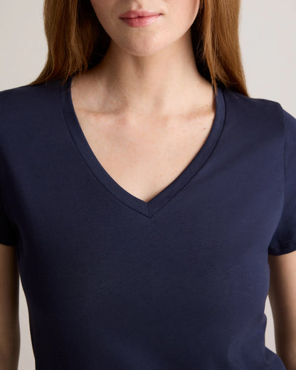Cotton Modal V-Neck Tee - XS / Navy