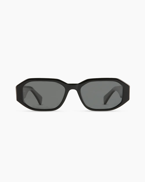 Cora Polarized Acetate Sunglasses - Wide / Black with Grey lens