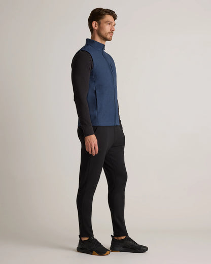 Softshell Fleece-Lined Full-Zip Vest - S / Heather Deep Navy