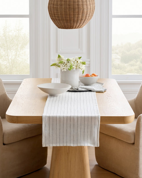 European Linen Pencil Stripe Table Runner - 16x108 / Pencil Stripe