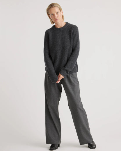 Mongolian Cashmere Fisherman Crewneck Sweater - XS / Teak