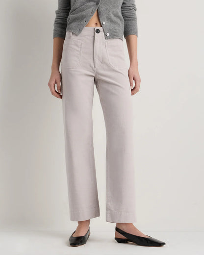Organic Stretch Corduroy Cropped Wide Leg Pants - 0 / Black
