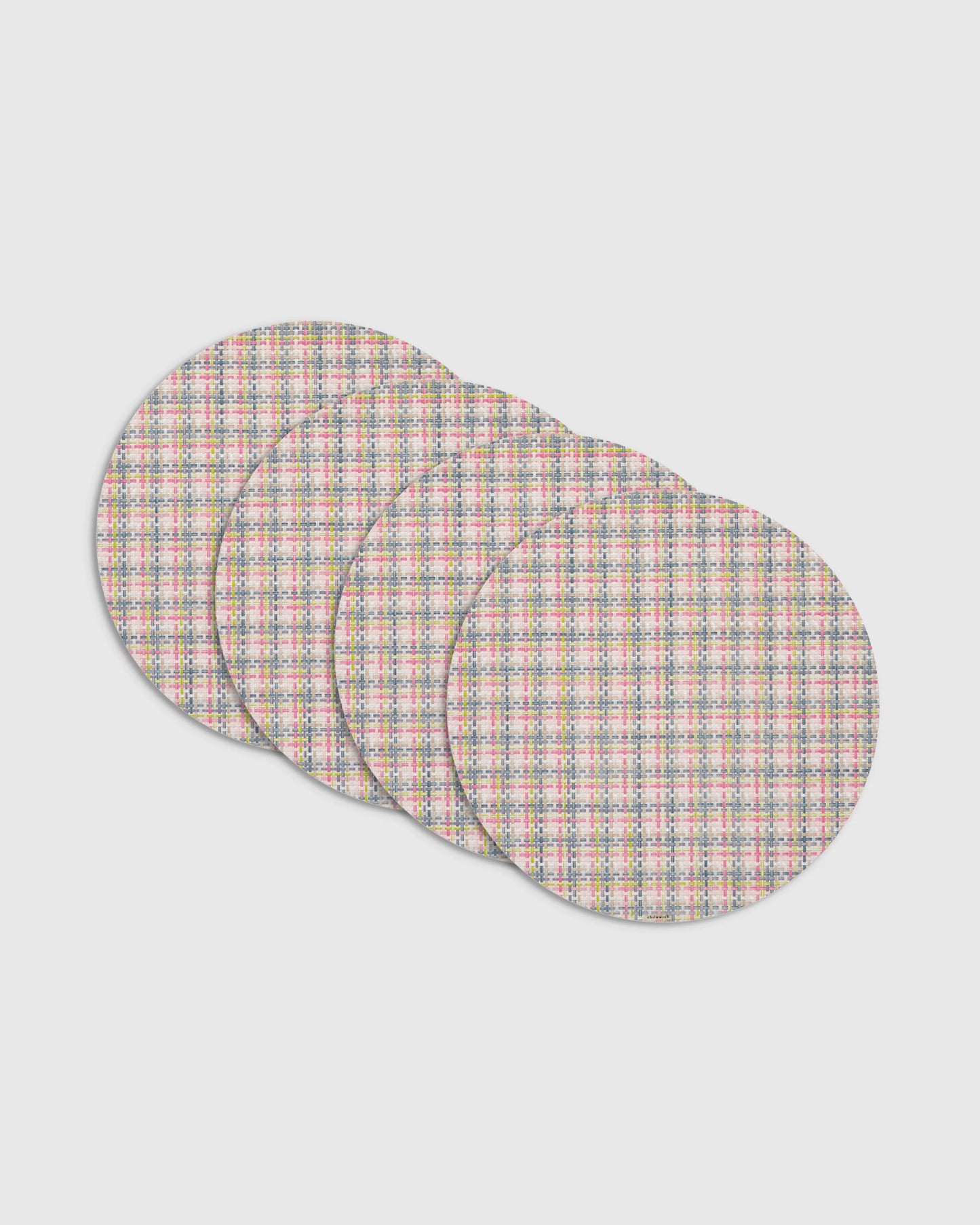 Basketweave Easy-Care Round Placemat, Set of 4 by Chilewich - One Size / Celadon