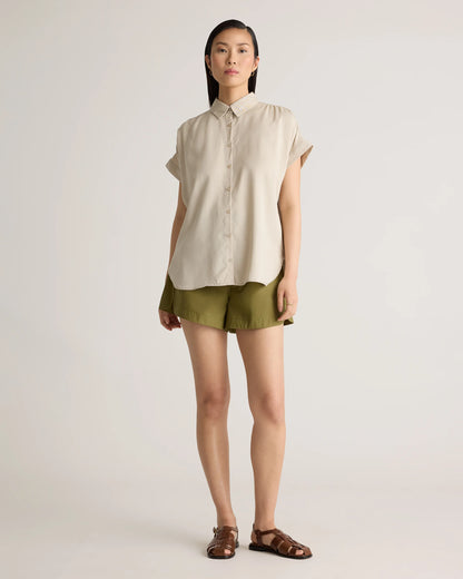 Vintage Wash Tencel Camp Shirt - XS / Taupe Brown