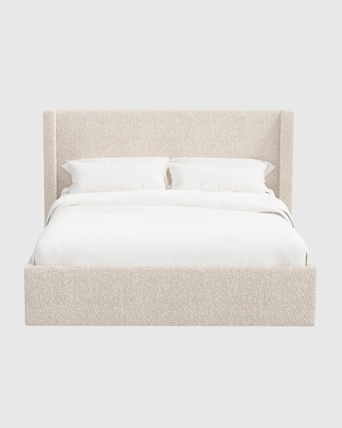 Plush Boucle Wingback Bed - Full / Ivory