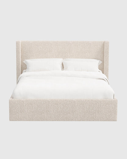Plush Boucle Wingback Bed - Full / Ivory
