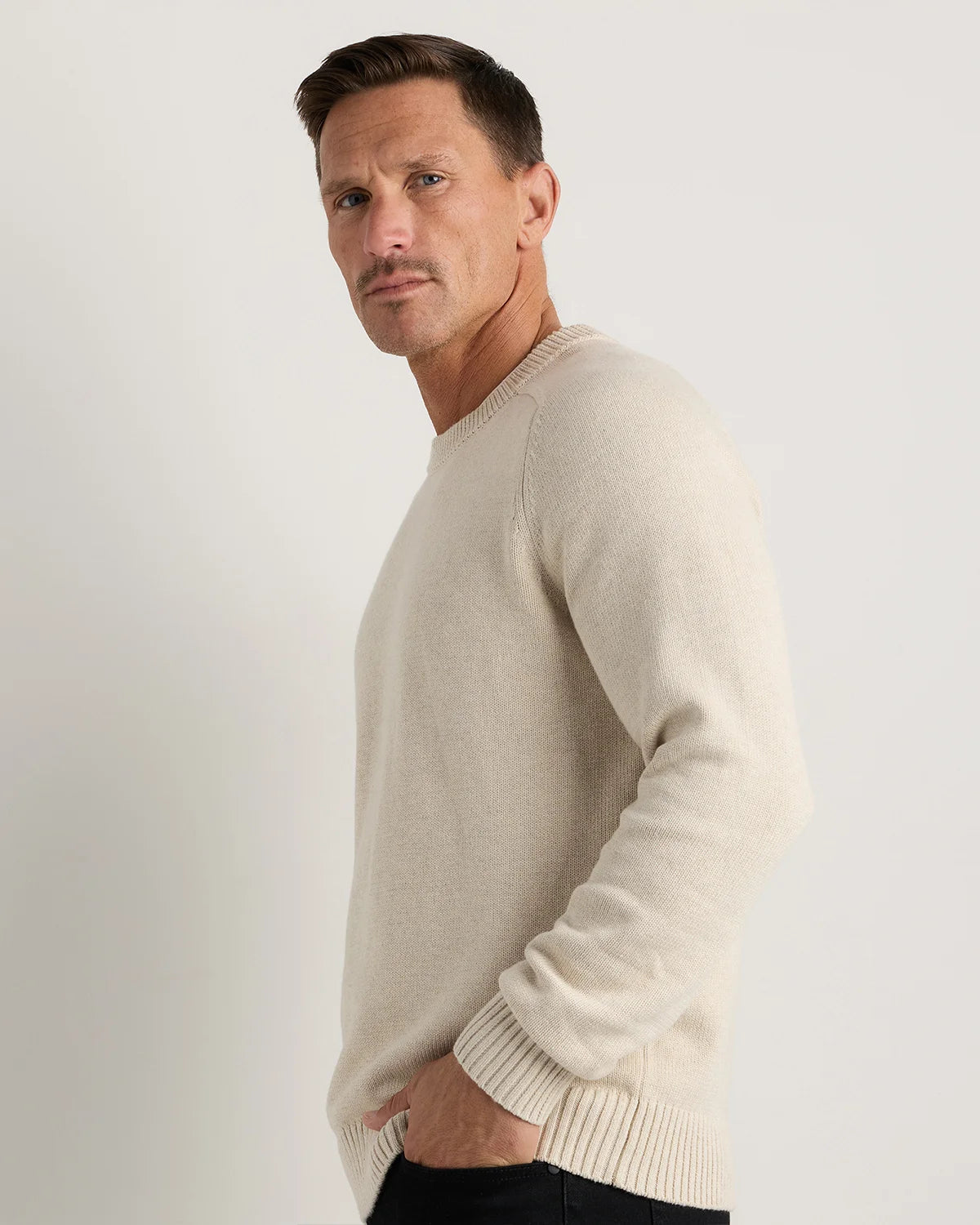 100% Organic Cotton Crewneck Sweater - S / Speckled Beige