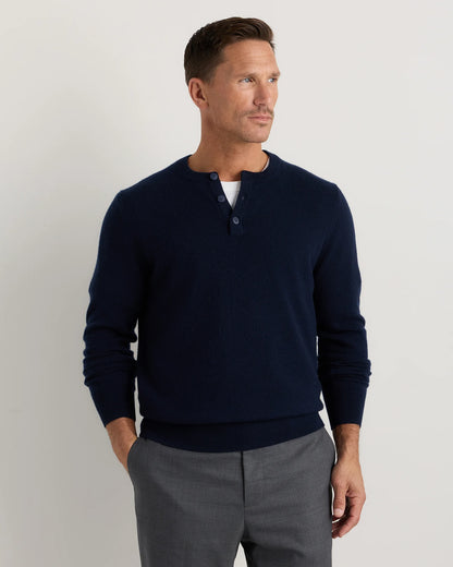 Mongolian Cashmere Henley Sweater - S / Brown