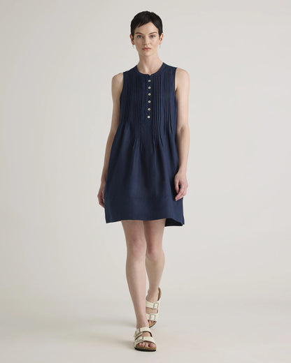 100% European Linen Sleeveless Swing Dress - XS / Classic Mini Gingham