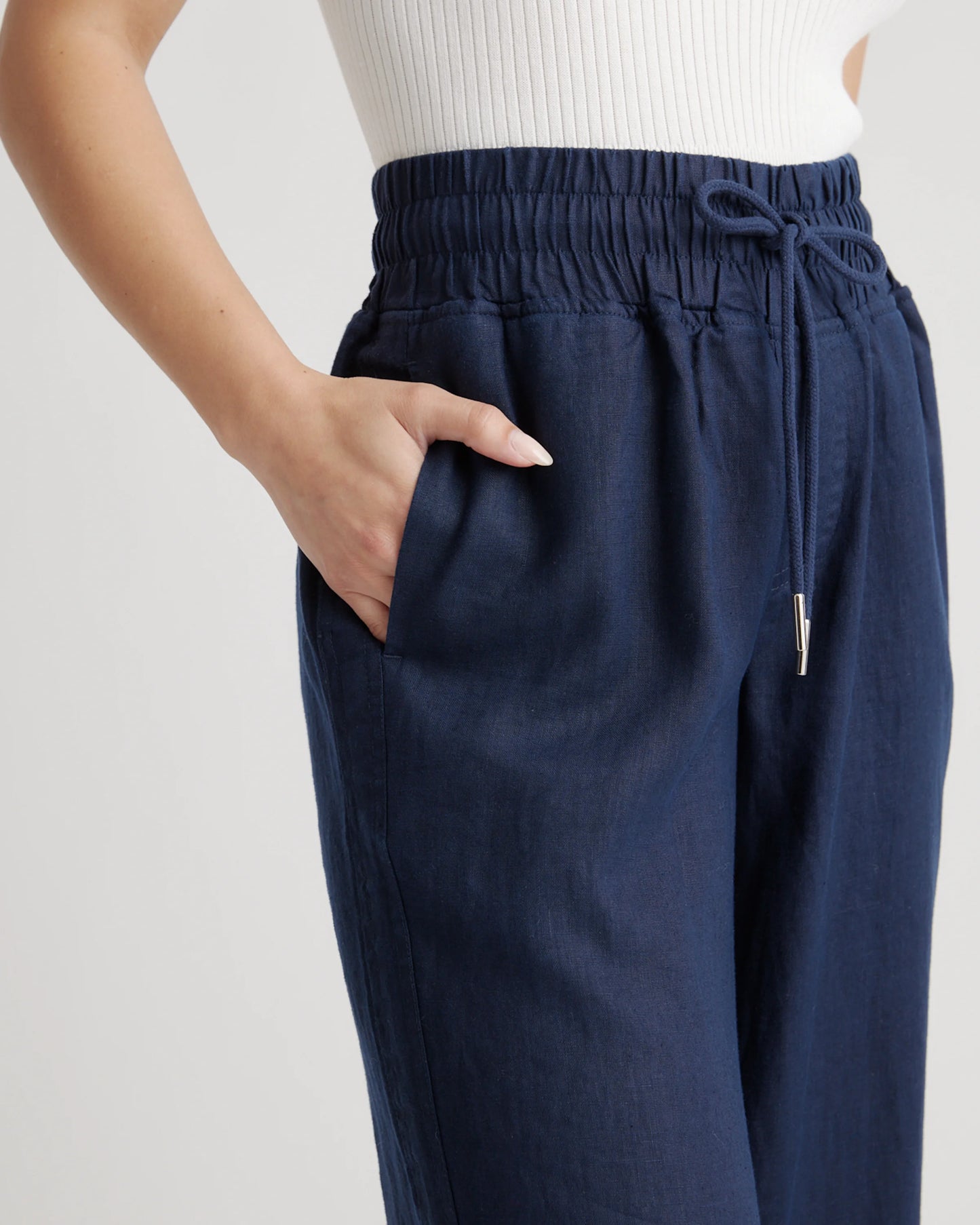 100% European Linen Wide Leg Pants - XS / Flax