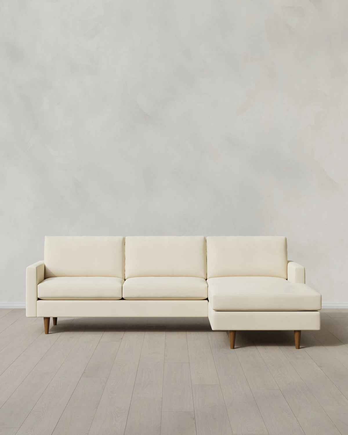 Atlas Midcentury Chaise Sectional in Performance Velvet - 106" Right Arm / Pine