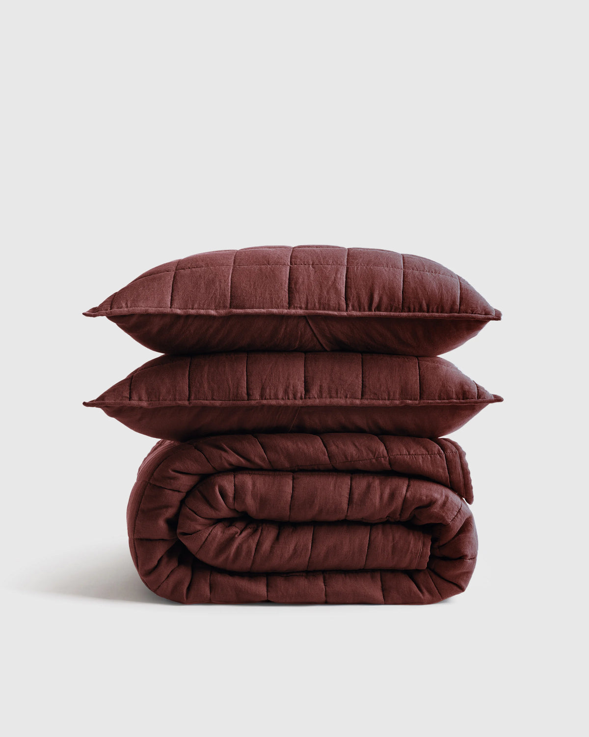 European Linen Box Quilt Set - Twin / Dusty Olive